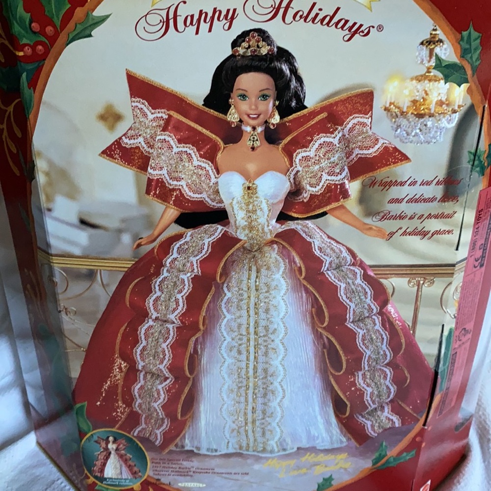 Rare 1997 Happy Holiday BLONDE Barbie in Acrylic Case - Picture 6 of 11